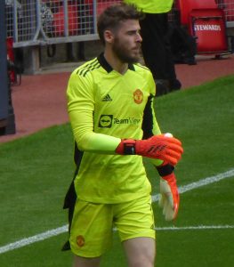 David De Gea playing for Manchester United in 2021